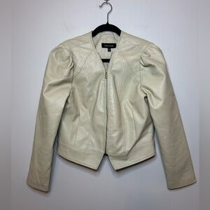 New Look Faux Vegan Leather Zipper Front Fully Lined Jacket Size M